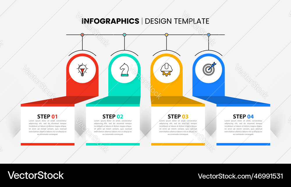 Infographic template 4 boxes with text and icons Infographic template 4 boxes with text and icons Vector Image