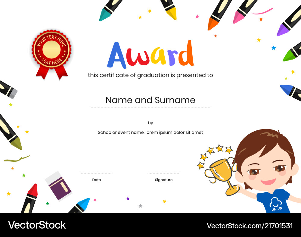 Kids diploma or certificate template Kids diploma or certificate template vector image