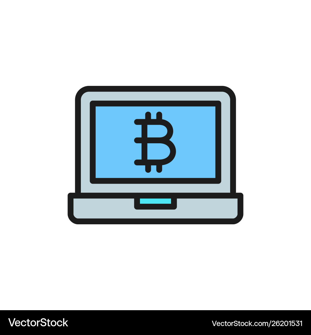 Laptop display with bitcoin sign blockchain flat Laptop display with bitcoin sign blockchain flat vector image
