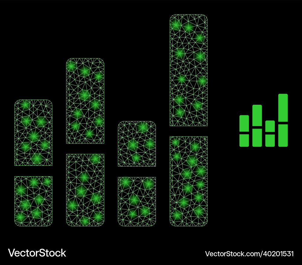 Mesh web bar chart with bright Mesh web bar chart with bright vector image