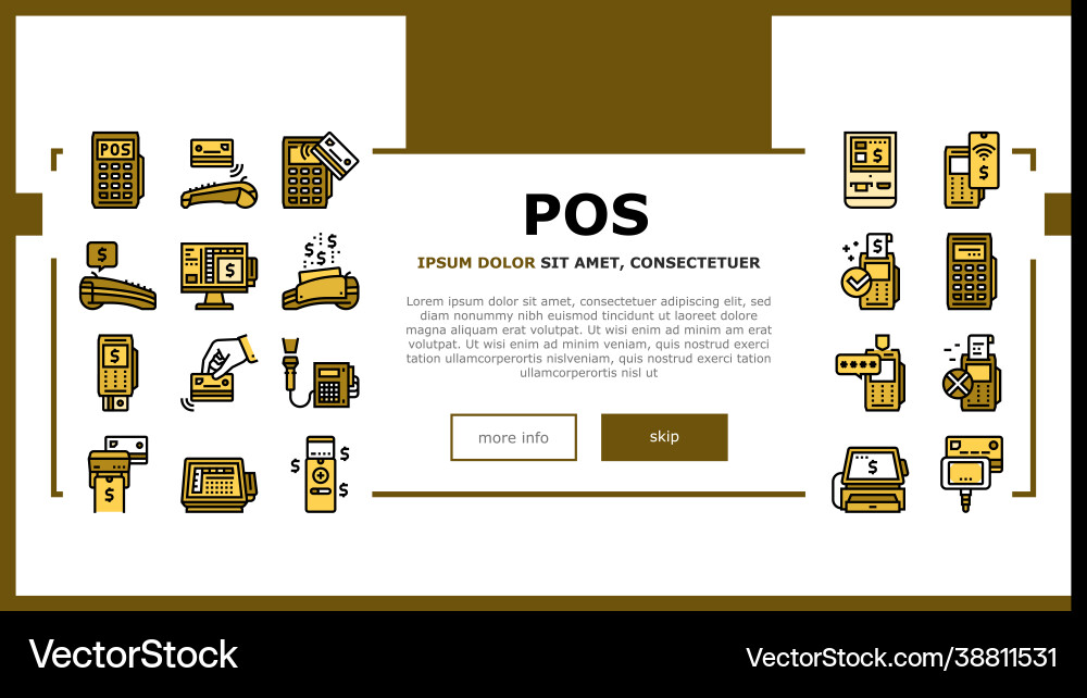 Pos terminal device landing header Pos terminal device landing header vector image