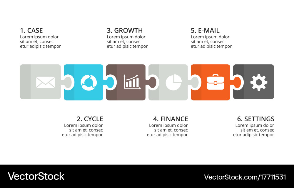 Puzzle timeline infographic diagram chart Vector Image