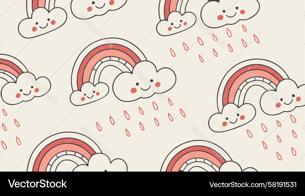 Rainbow Rain Repeating Pattern Vector Image