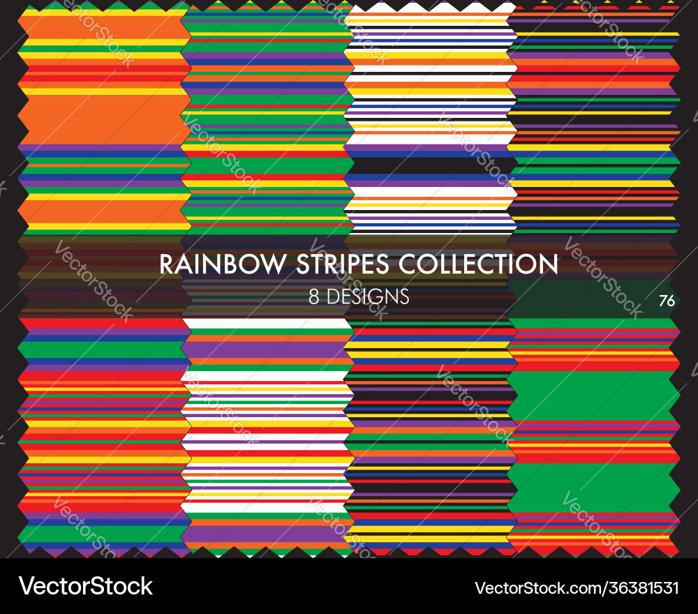 Rainbow stripe seamless pattern collection Rainbow stripe seamless pattern collection vector image