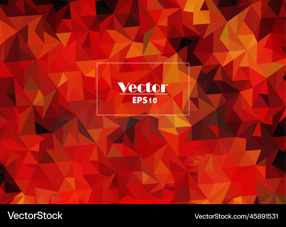 Red abstract background with colored triangles Vector Image