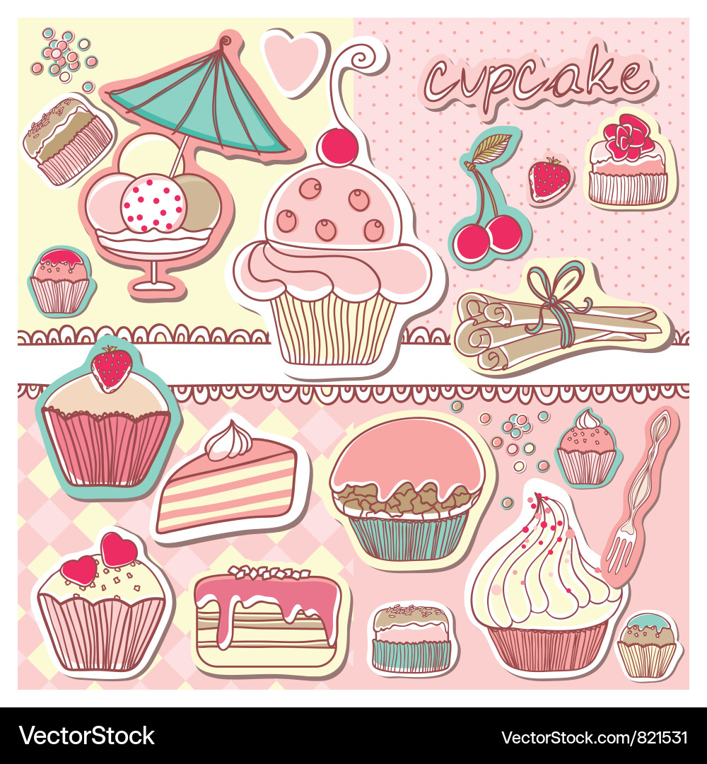 Romantic Cupcakes Vector Image
