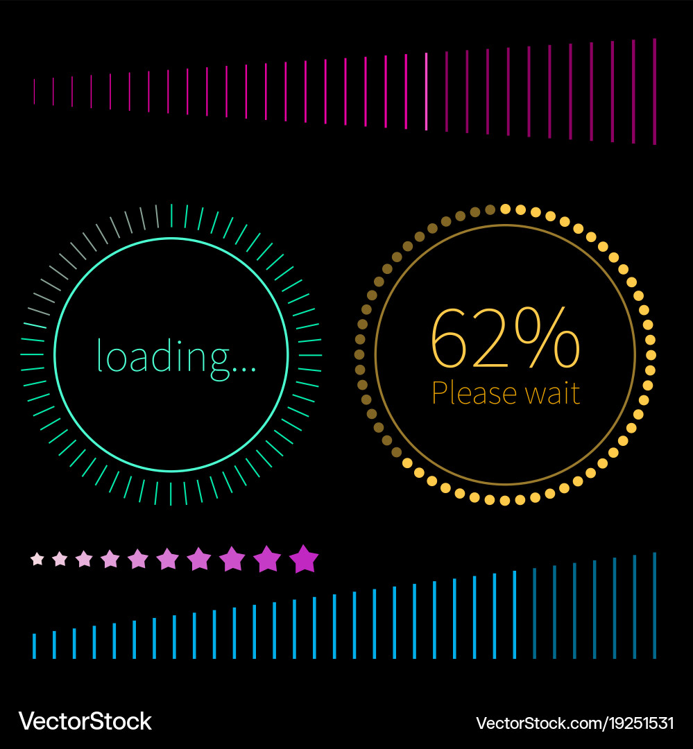 Round and line progress bars loading Vector Image