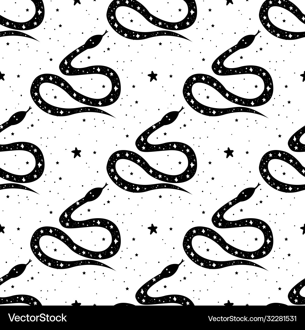 Seamless pattern mystical snake with moon Seamless pattern mystical snake with moon vector image