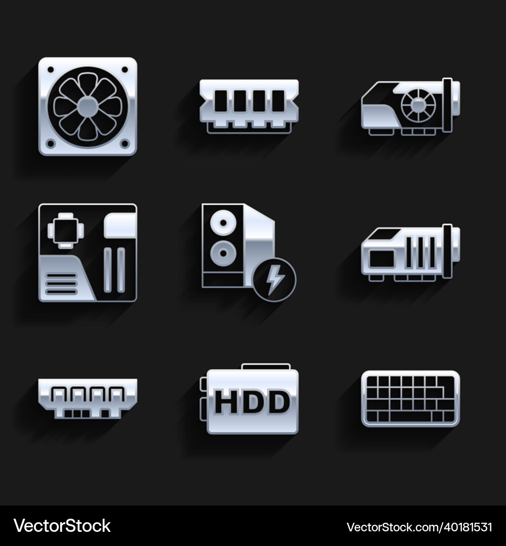 Set case of computer hard disk drive hdd Set case of computer hard disk drive hdd vector image