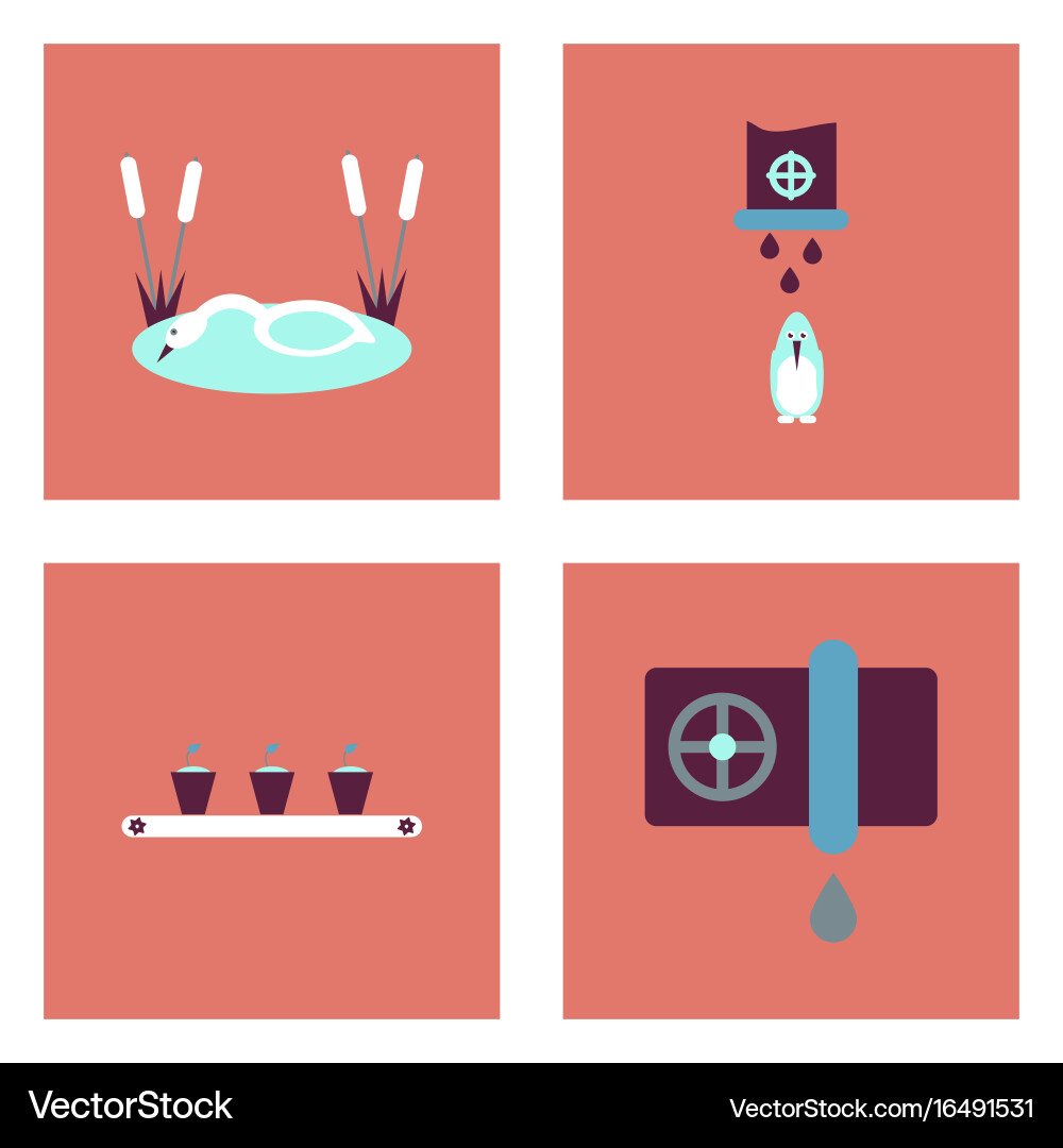 Set of modern eco system icons in flet style Vector Image