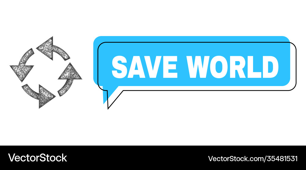 Shifted save world conversation cloud and linear Shifted save world conversation cloud and linear vector image