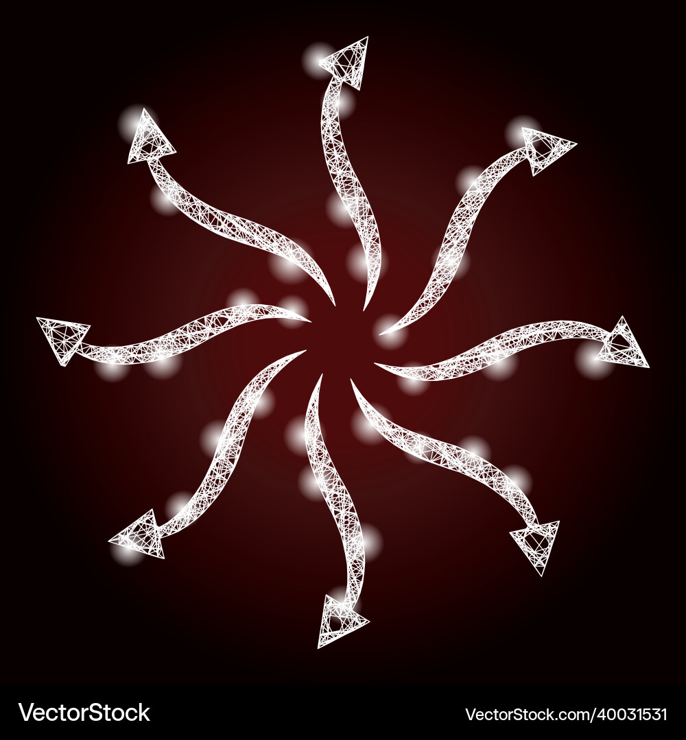 Shiny net mesh cyclone rotation arrows with light Shiny net mesh cyclone rotation arrows with light vector image