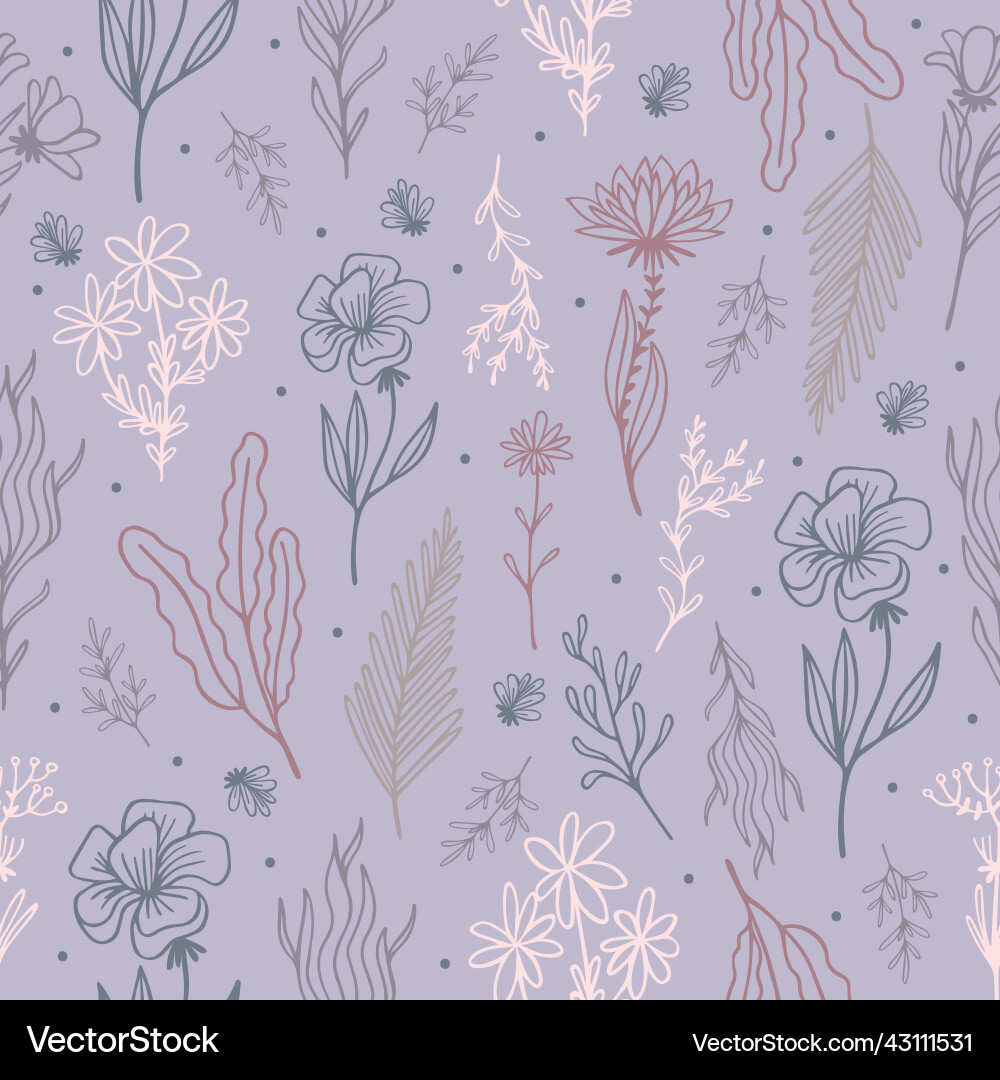 Sketch branch seamless pattern contour branches Vector Image