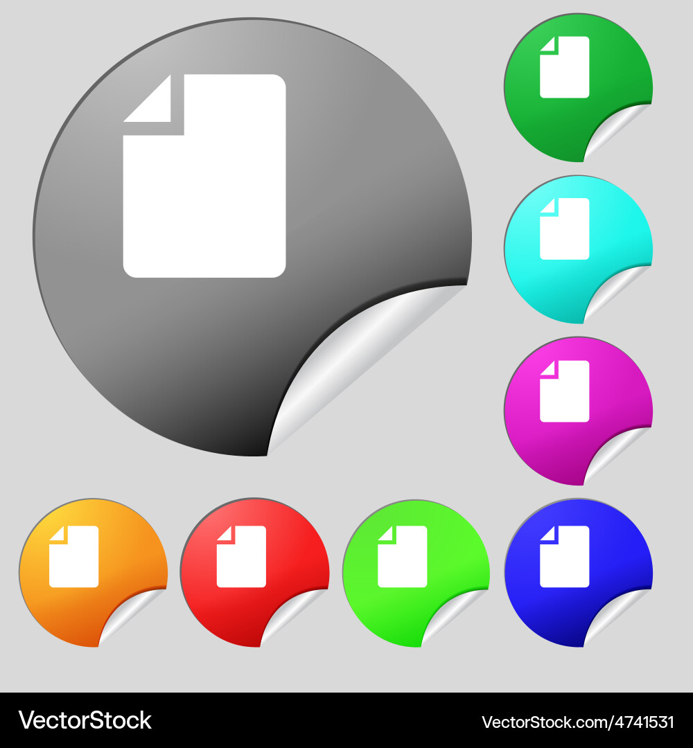 Text file icon sign set of eight multi-colored vector image