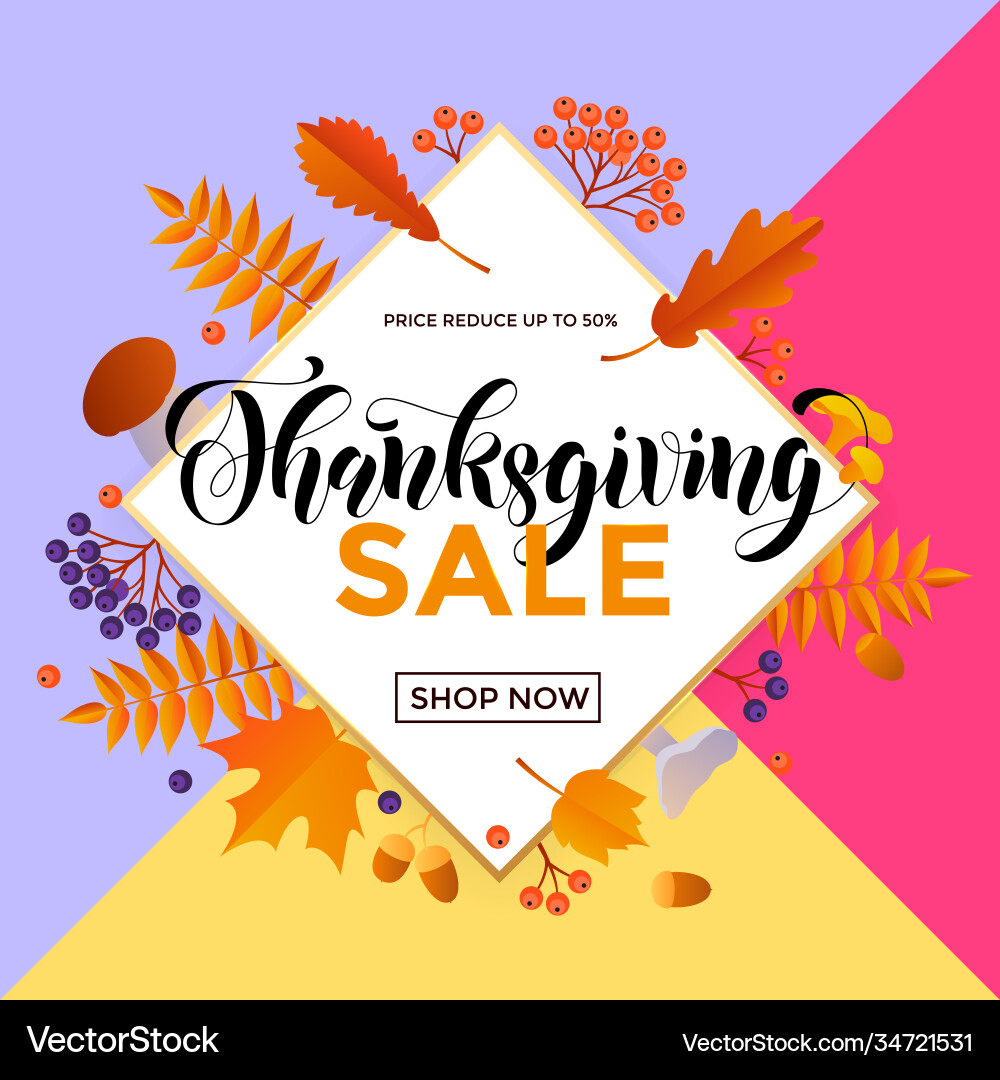 Thanksgiving autumn sale poster fall discount Thanksgiving autumn sale poster fall discount vector image