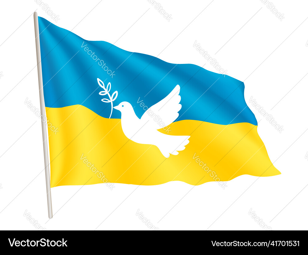 Ukrainian flag with white dove of peace Ukrainian flag with white dove of peace vector image