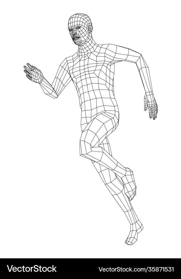 Wireframe running man Vector Image