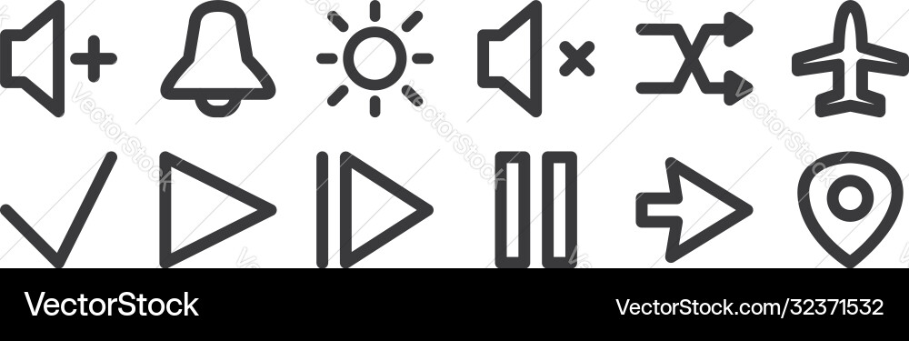 12 set linear user interface icons thin vector image