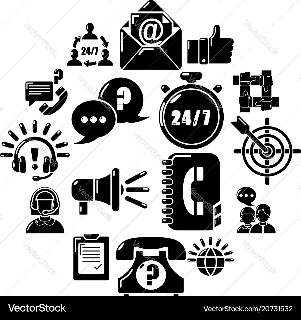 Call center icons set simple style Call center icons set simple style vector image