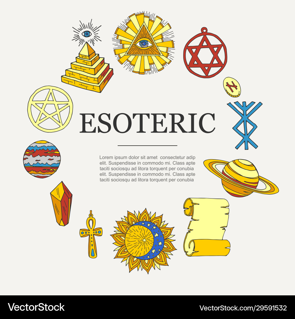 Esoteric symbols and occult objects poster Esoteric symbols and occult objects poster vector image