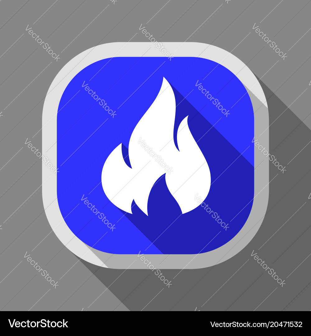 Fire icon square button Vector Image