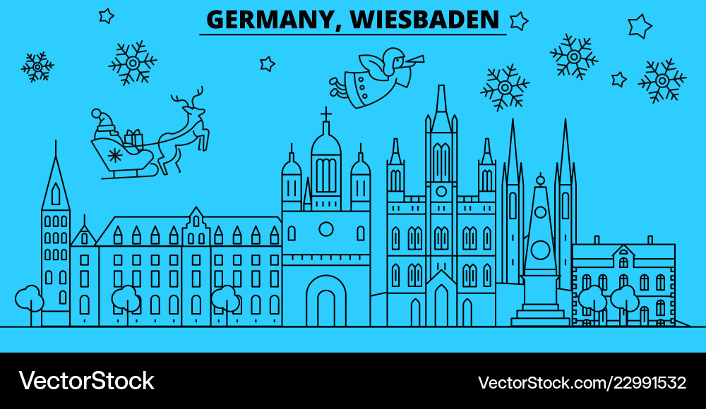Germany wiesbaden city winter holidays skyline Germany wiesbaden city winter holidays skyline vector image