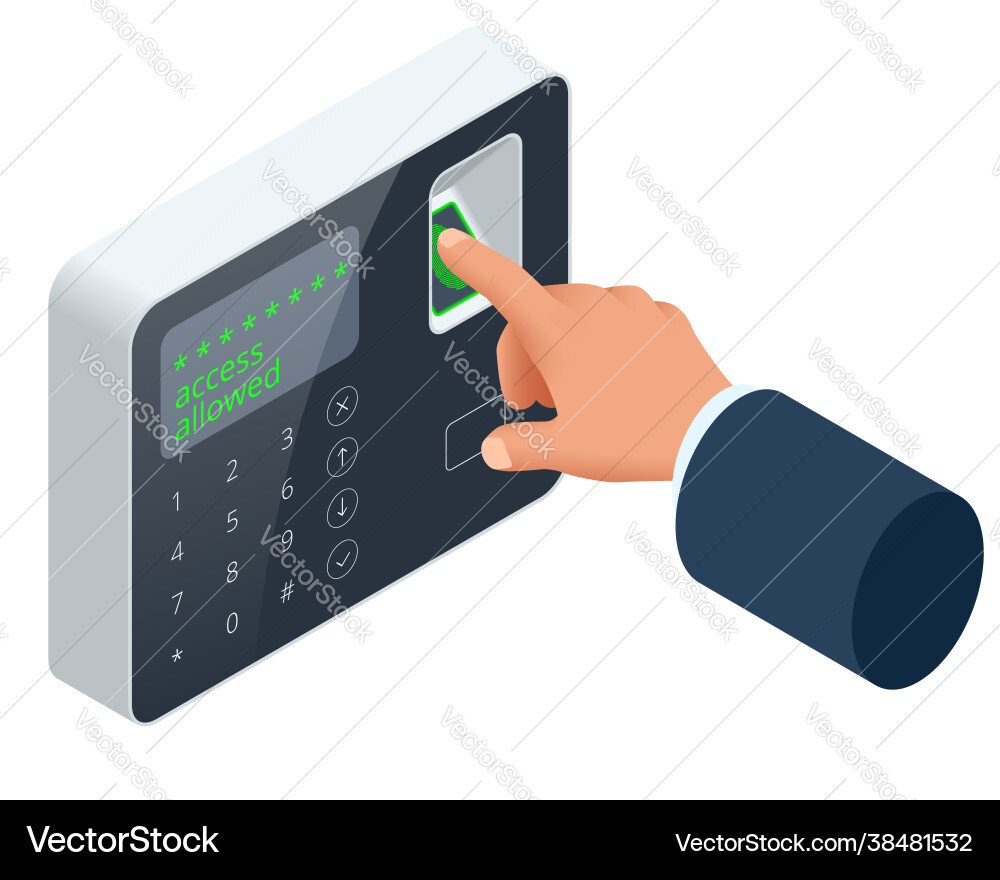 Isometric finger print scan for enter security Isometric finger print scan for enter security vector image