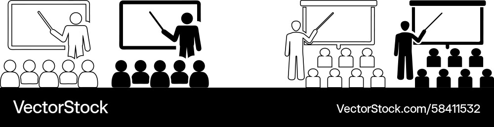 Lecture & Training Icons Vector Image