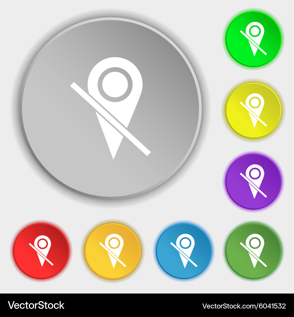 Map pointer icon sign symbols on eight flat vector image