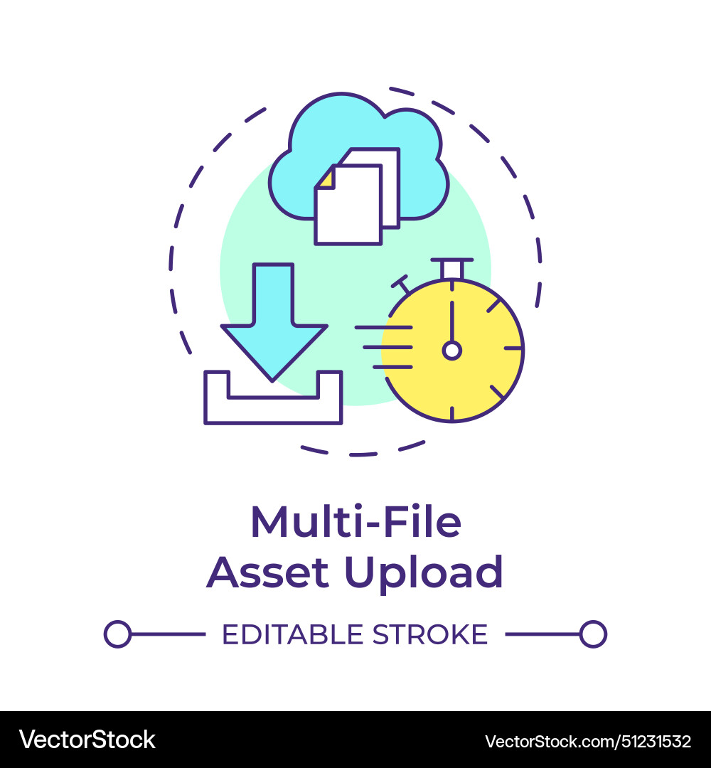 Multi-file asset upload multi color concept icon Multi-file asset upload multi color concept icon vector image