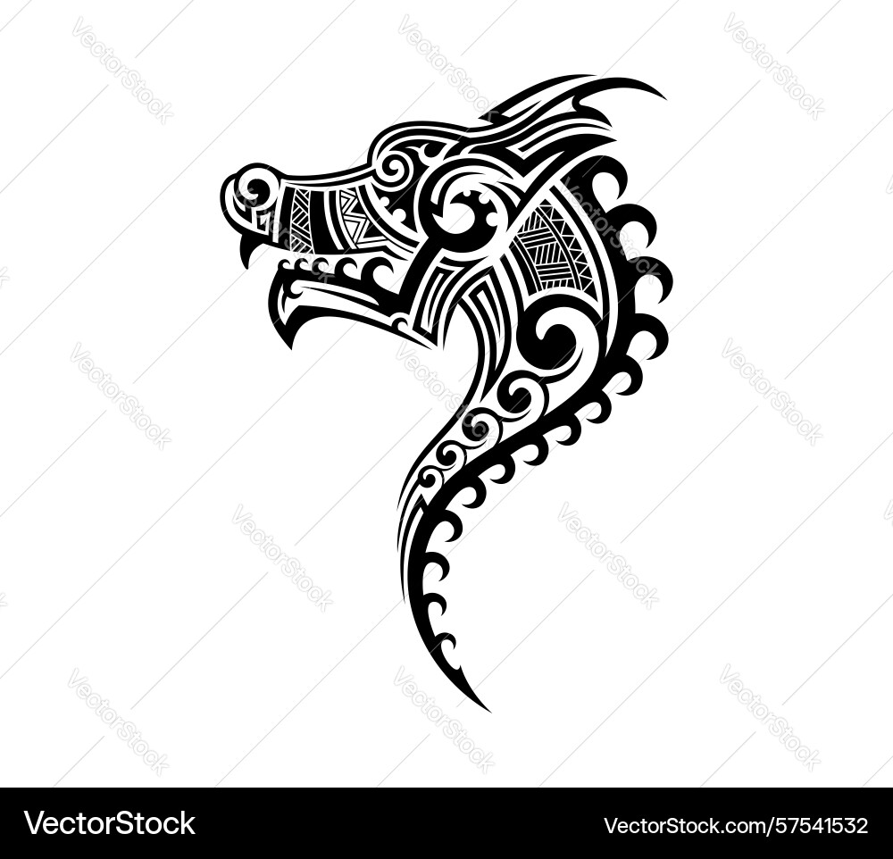 Polynesia maori tribe dragon animal tattoo Vector Image