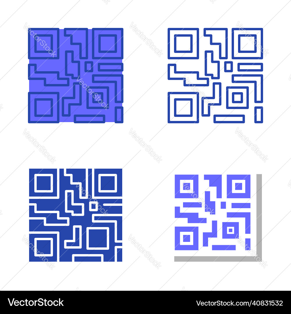 Qr code icon set in flat and line style Qr code icon set in flat and line style Vector Image