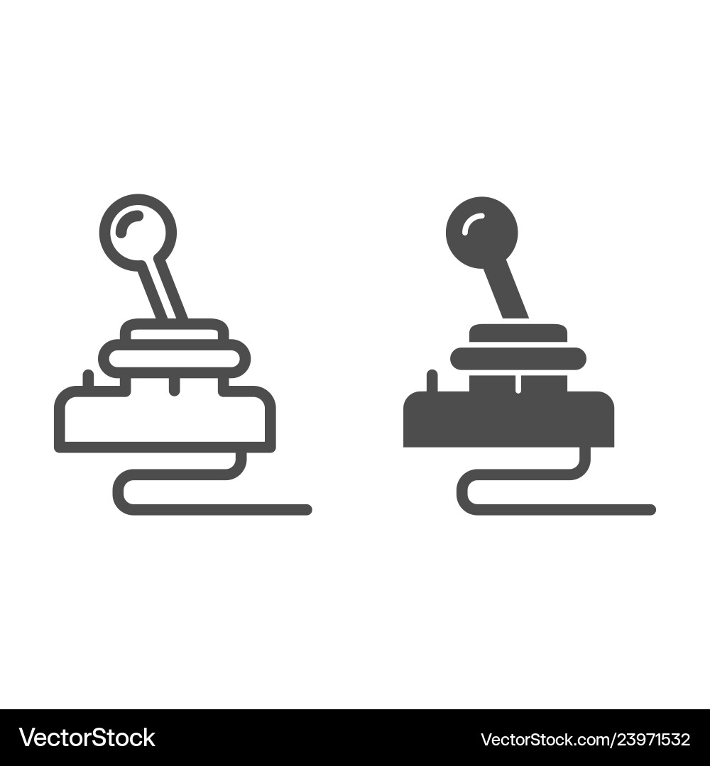 Retro joystick line and glyph icon game input pad Retro joystick line and glyph icon game input pad vector image