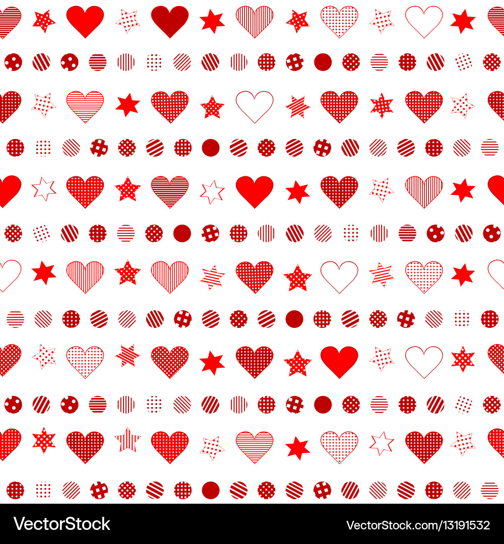 Seamless background with patterned hearts dots Vector Image