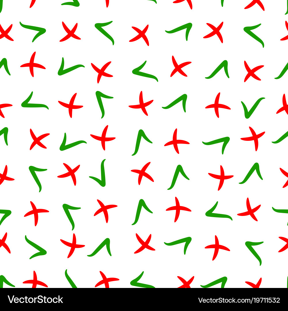 Seamless pattern checkmark check marks crosses vector image