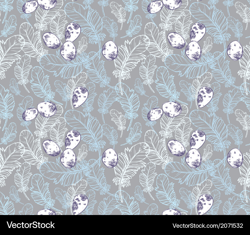Seamless pattern with feathers and eggs vector image