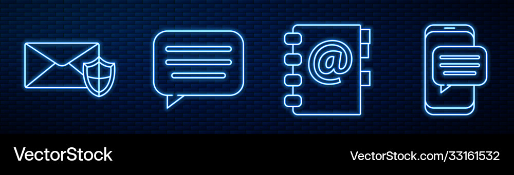 Set line address book envelope with shield Set line address book envelope with shield vector image