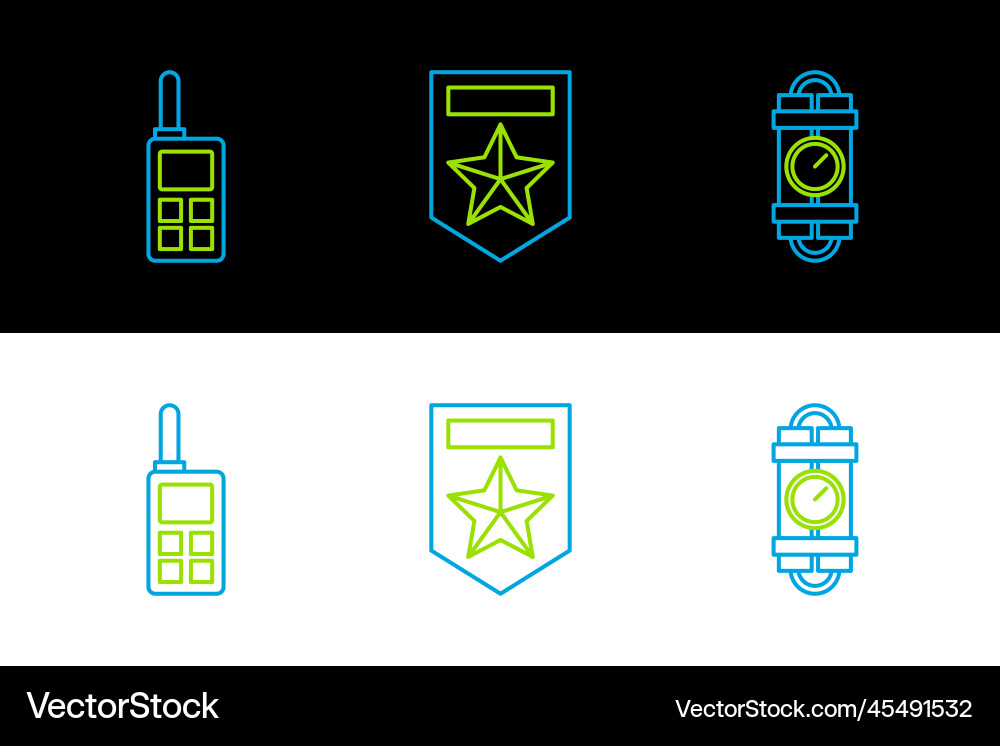 Set line detonate dynamite bomb stick and timer Set line detonate dynamite bomb stick and timer vector image