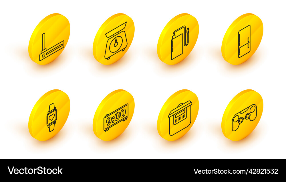Set line gamepad slow cooker digital alarm clock Set line gamepad slow cooker digital alarm clock vector image