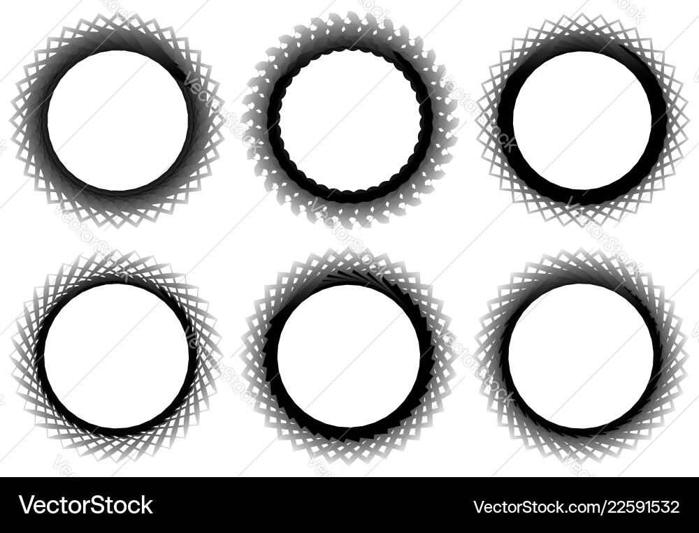 Set of 6 circular geometric element abstract Vector Image