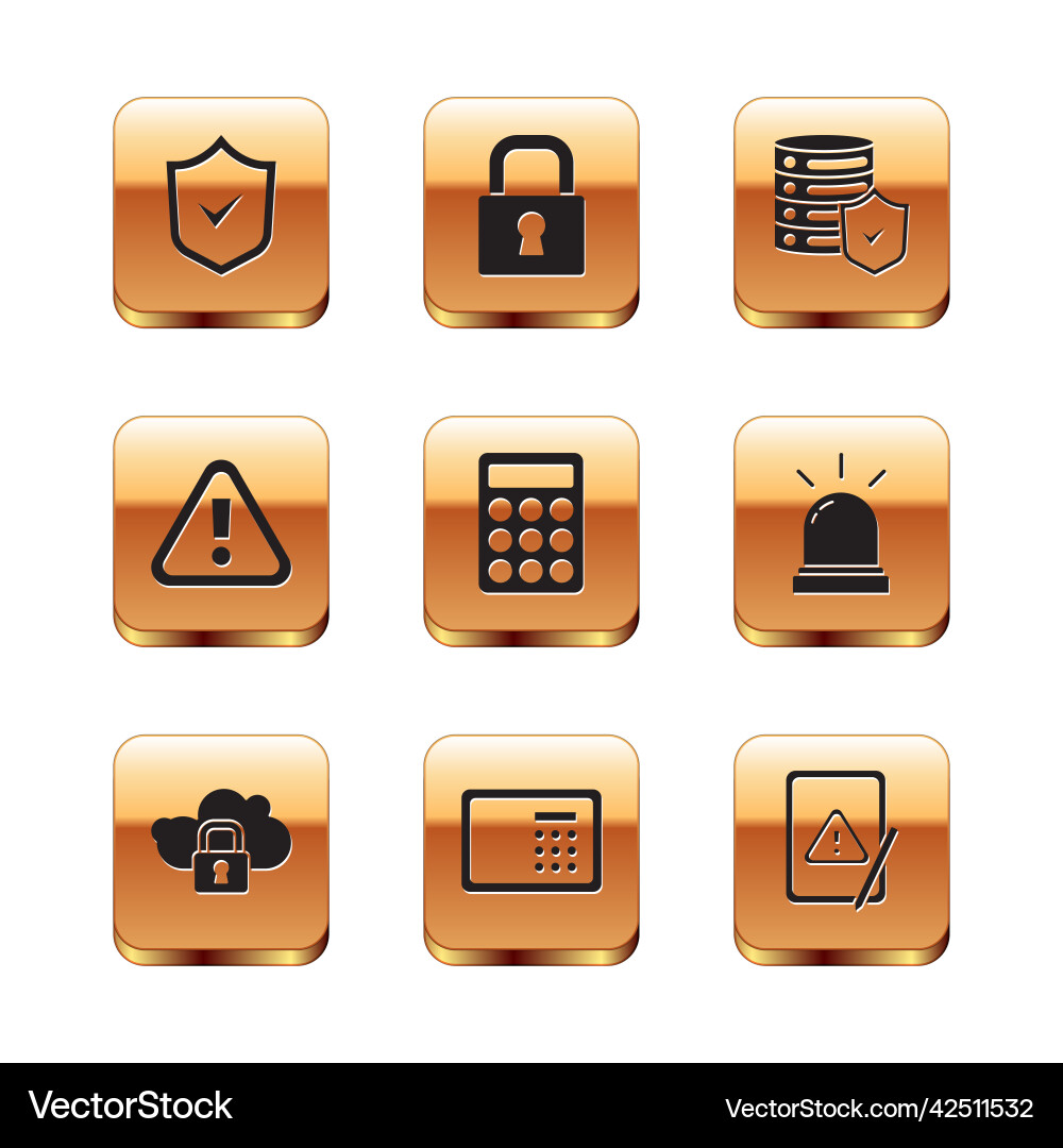 Set shield with check mark cloud computing lock Set shield with check mark cloud computing lock vector image