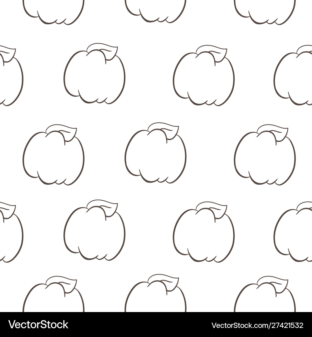 Simple fall pattern with dark line pumpkin Vector Image