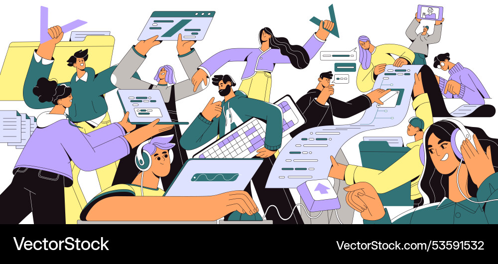 Softwareentwicklung Teamwork Programmierer arbeiten vektorbild