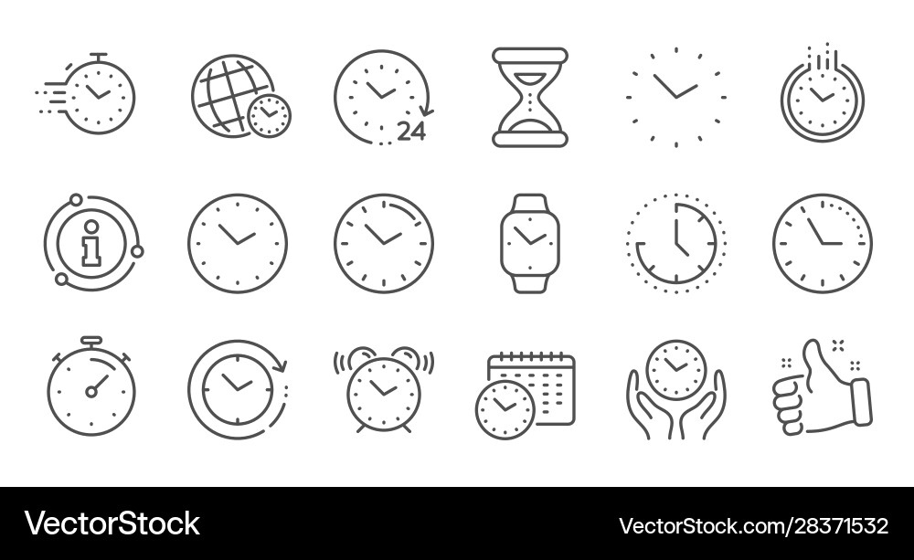Time and clock line icons timer alarm vector image