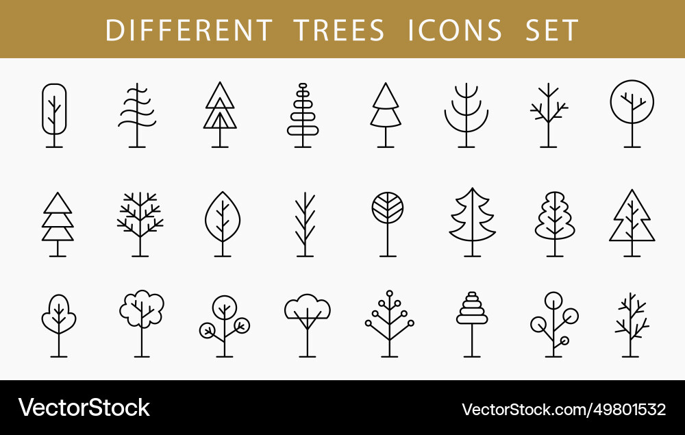 Tree line icon set logo shapes collection vector image