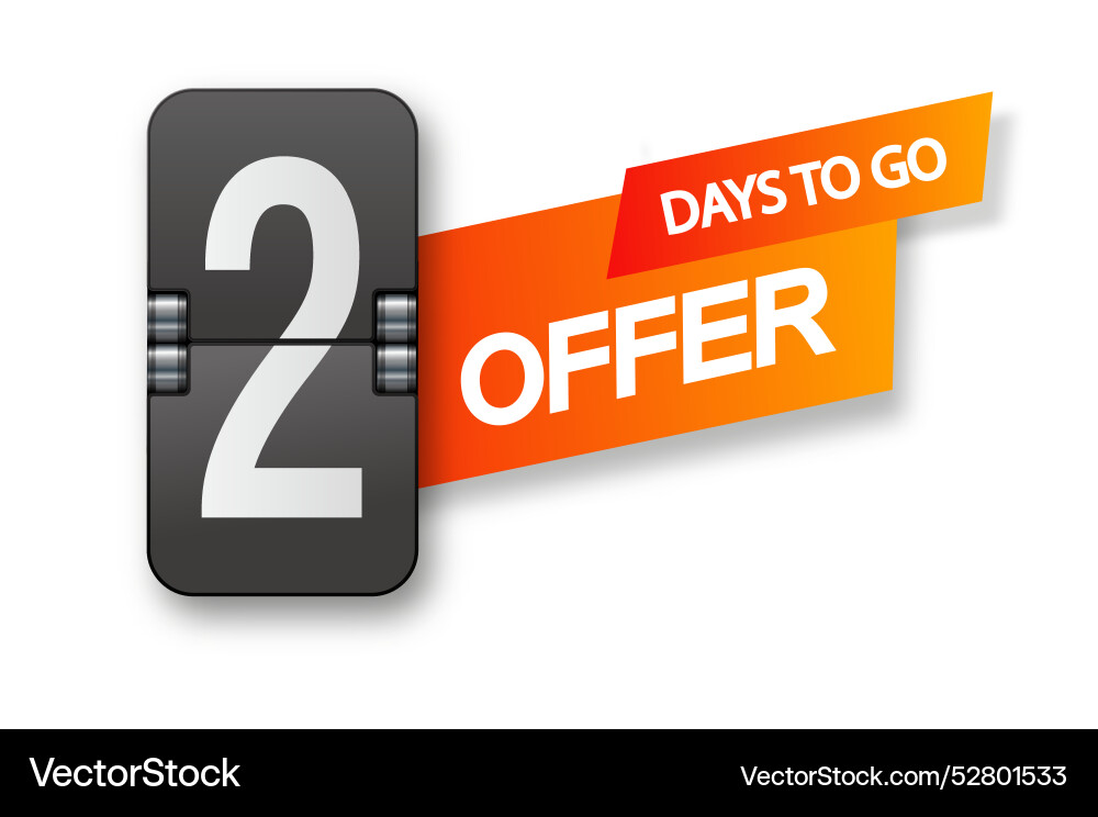 2 days to go icon set countdown of remaining Vector Image
