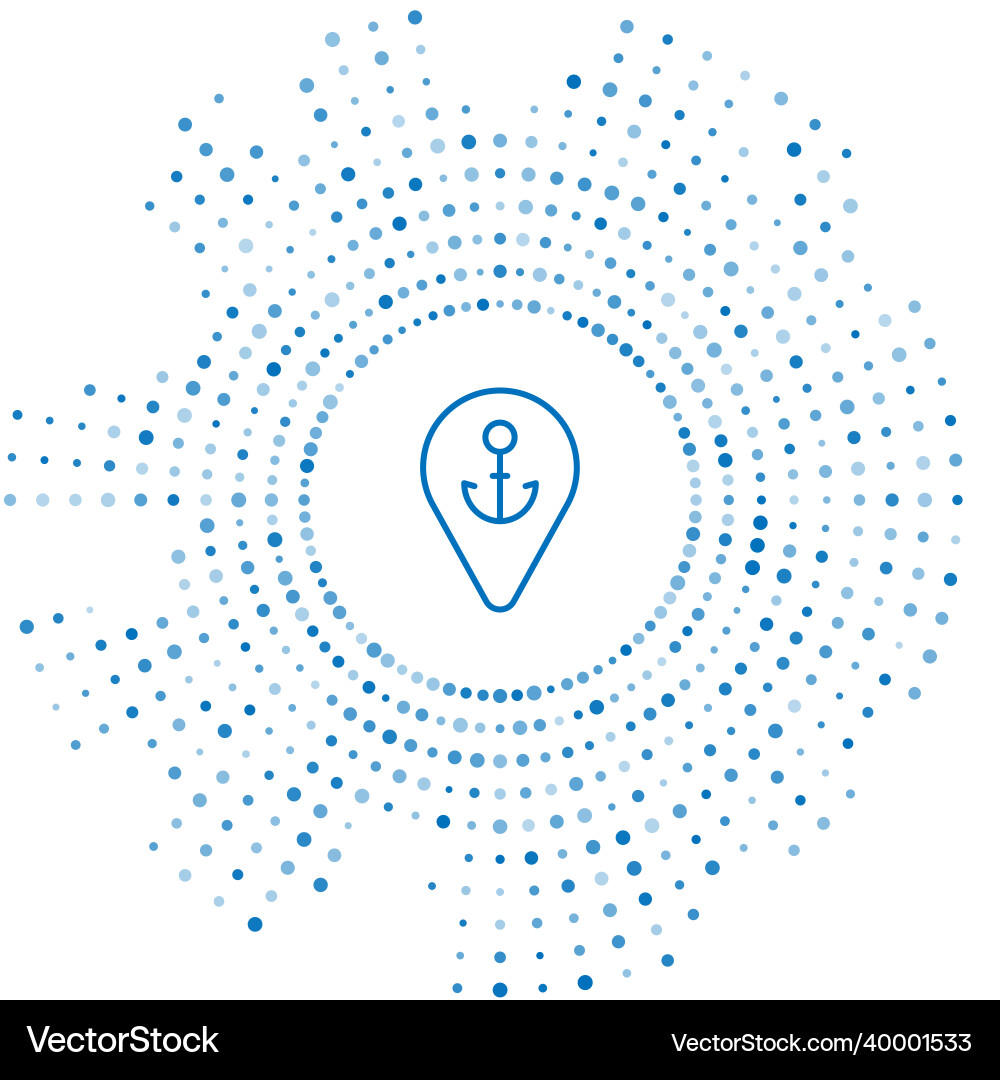 Blue line map pointer with anchor icon isolated vector image