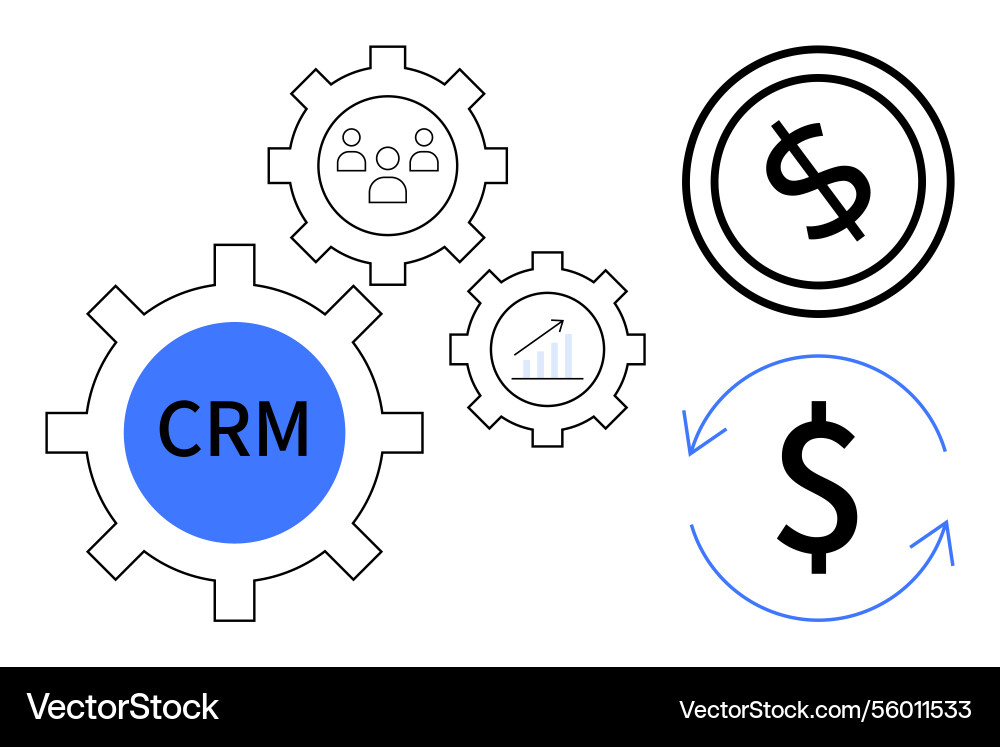 Crm system integration representing customer Crm system integration representing customer vector image