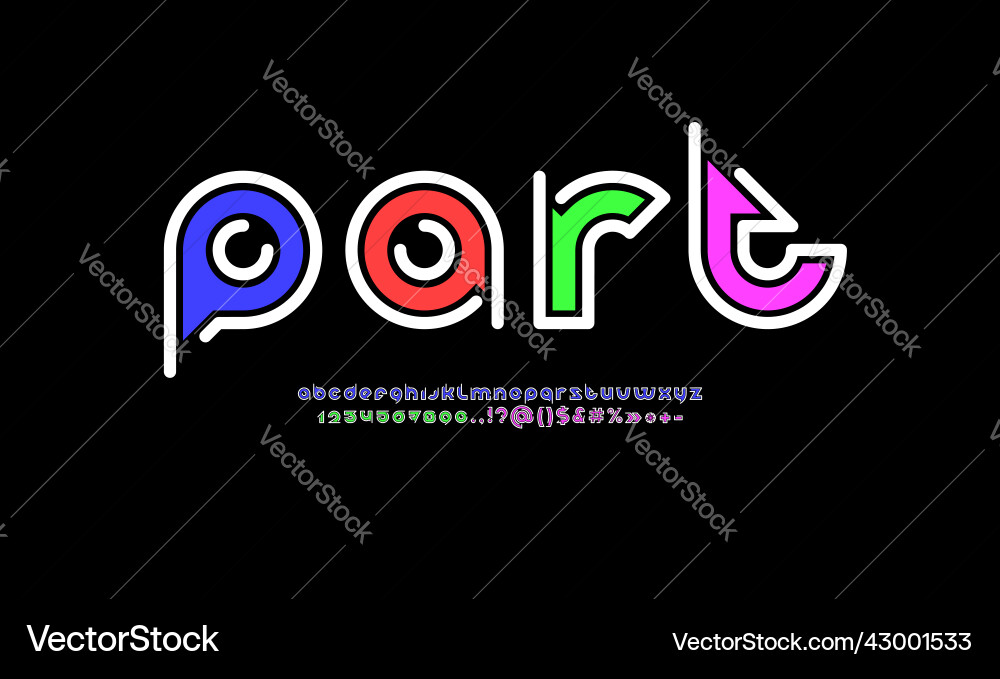 Digital font rounded alphabet Vector Image