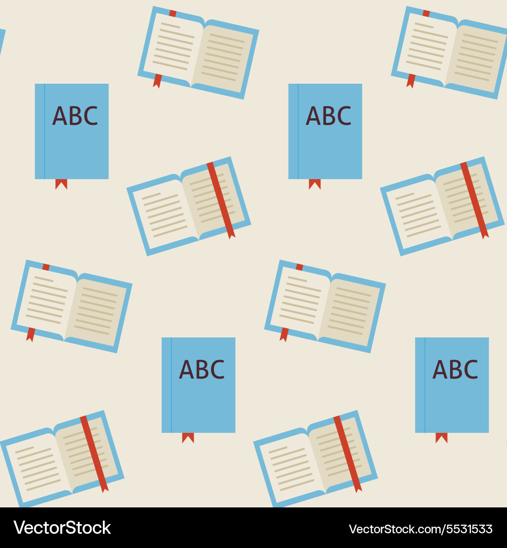 Flat seamless pattern school and library reading vector image